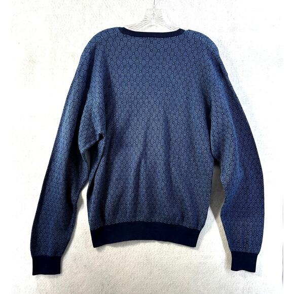 Bobby Jones Large Sweater V Neck Long Sleeve Cotton Golf Grandpa Diamond Blue - Picture 2 of 9